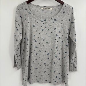 Michael stars comfy cozy casual modal cotton grey floral long sleeve sz one size